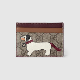 GUCCI 구찌 도그 디테일 바이컬러 GG 카드 케이스 818769