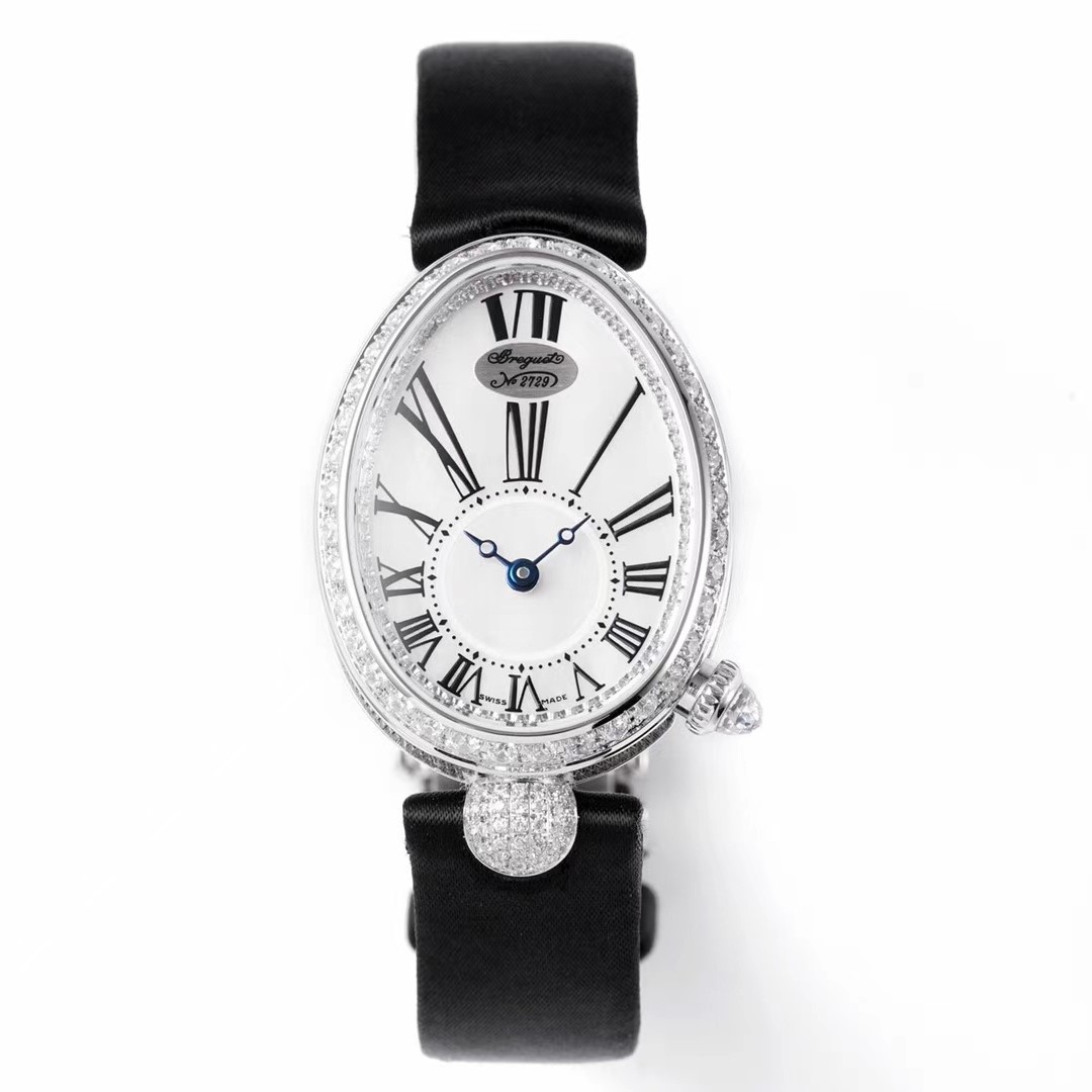 BREGUET 브레게 퀸 오브 나폴리 화이트골드 다이아 베젤 실크/레더 스트랩 V2버전 8928BB/51/944/DD0D