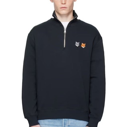 MAISON KITSUNE 메종키츠네 더블 폭스패치 하프 반 집업