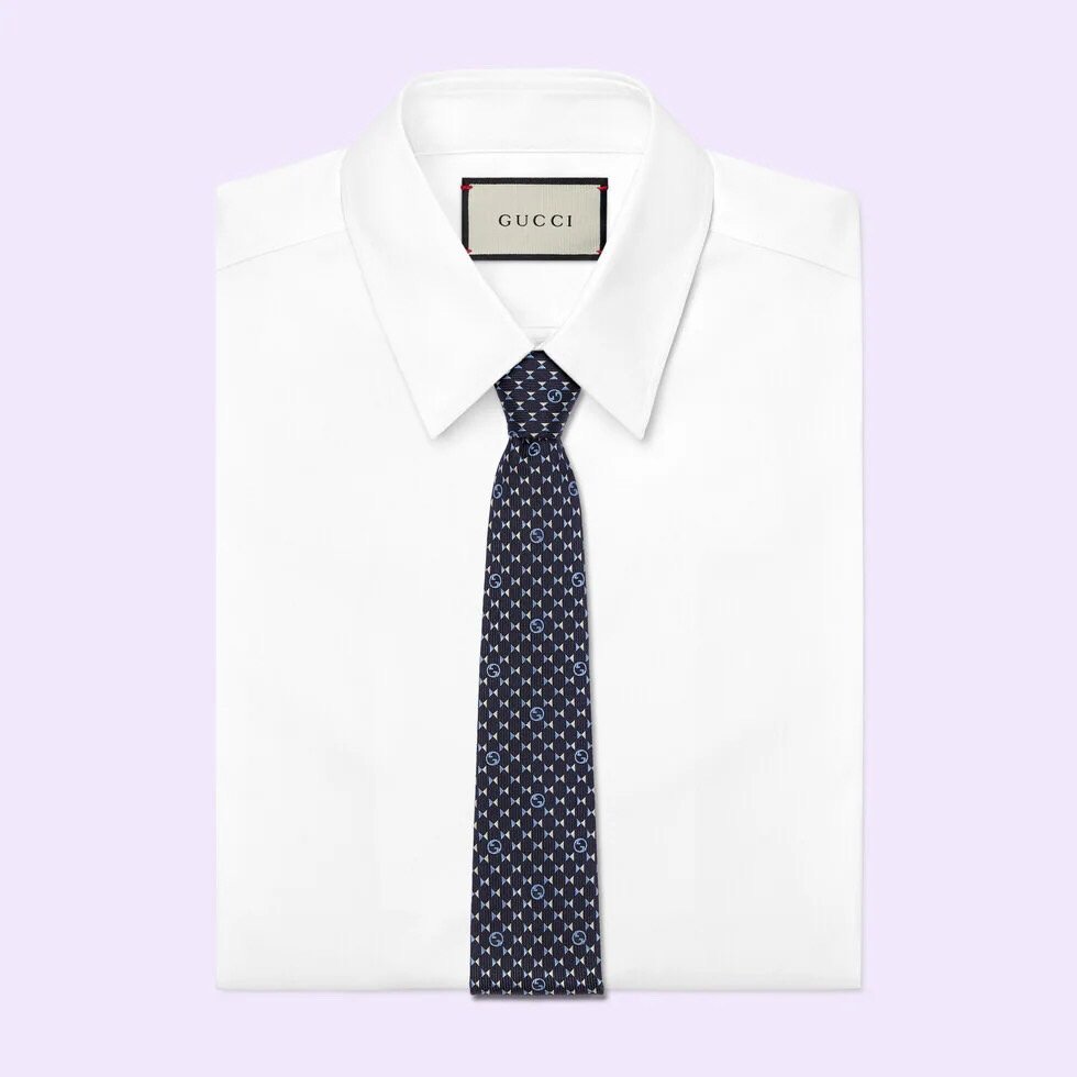 GUCCI 구찌 라운드 인터로킹 G 실크 넥타이 2COLOR