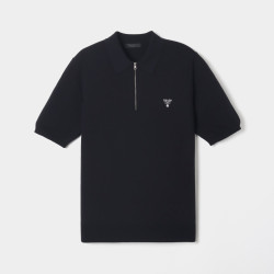 PRADA 프라다 하프 지퍼 니트 PK 반팔