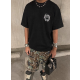 CHROME HEARTS 크롬하츠 빈티지 스모크 홀스슈 스틸 로고 숏 슬리브 티셔츠 2COLOR