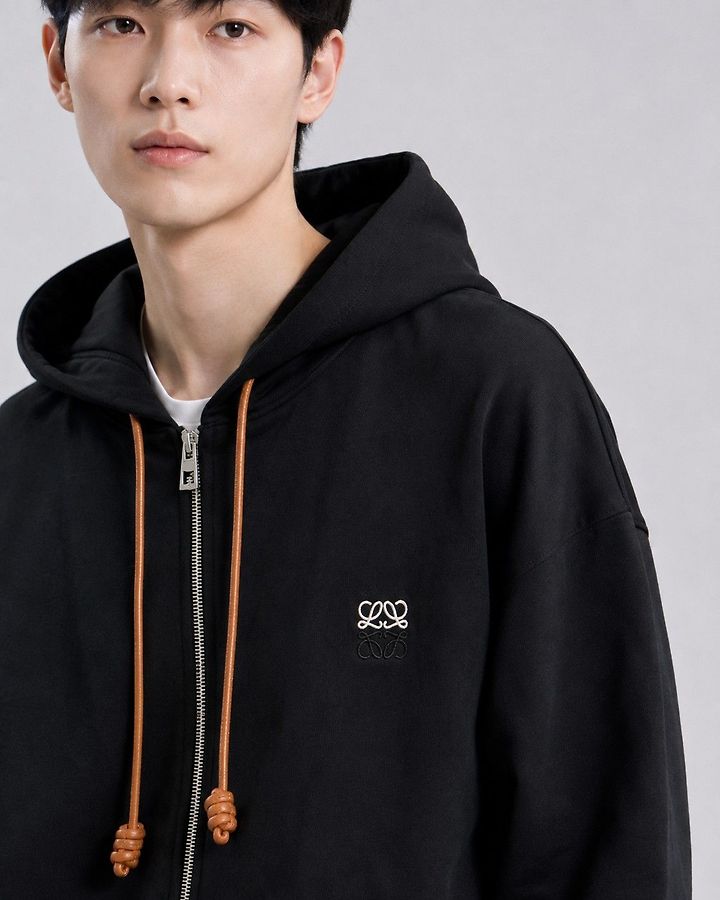 ●월간 판매 17위● LOEWE 로에베 60035 아나그램 가죽 드로우스트링 후드 집업