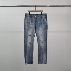 LOROPIANA 로로피아나 로고탭 데미지 워싱 청바지