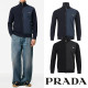 PRADA 프라다 클래식 우븐 배색 울니트 집업