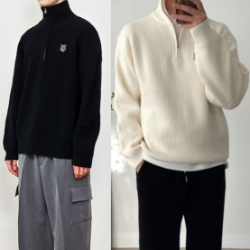 MAISON KITSUNE 메종키츠네 캐시하찌 반집업 니트